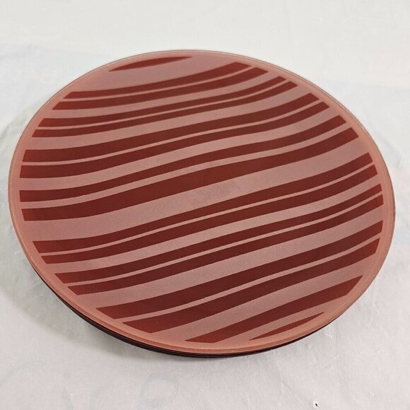 Temp-Tations Classic Red Stripe Glass Salad Luncheon Plates – Set of 4 - Picture 9 of 10